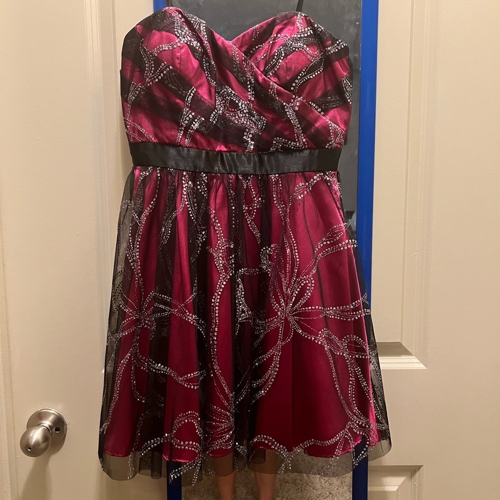 Hot Pink and Black cocktail dress